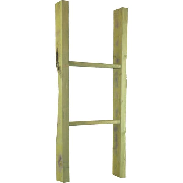 Ekena Millwork 15"W x 36"H x 3 1/2"D Vintage Farmhouse 2 Rung Ladder, Barnwood Decor Collection, Restoration Green DECR015X036X04LDRGR - main